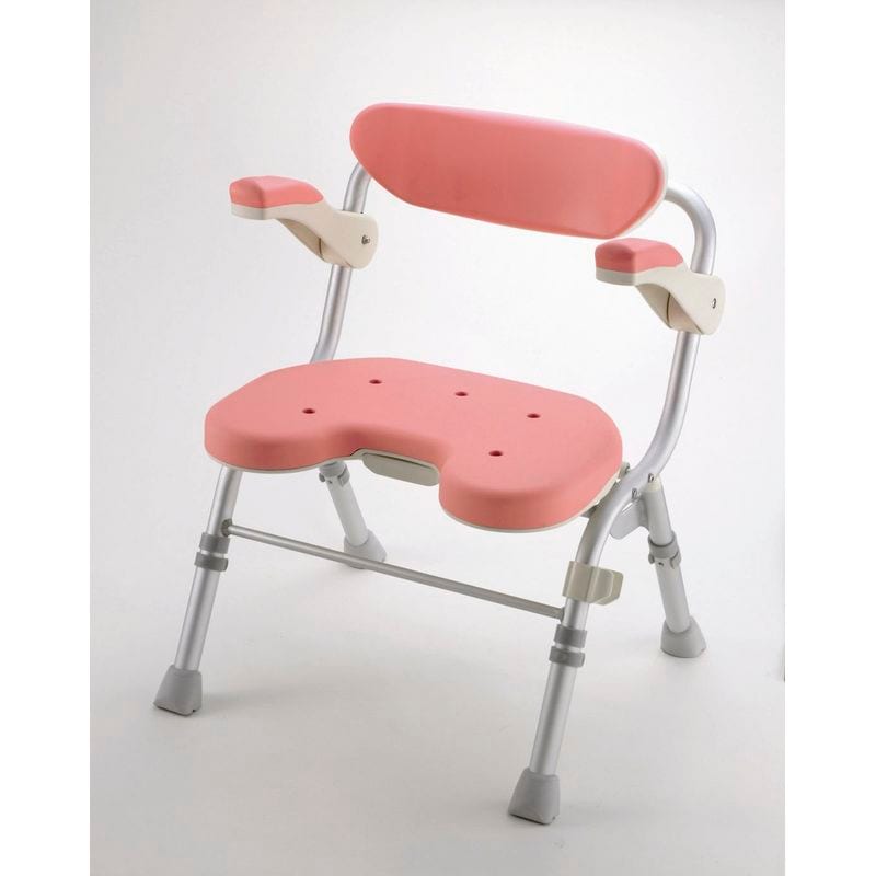 折りたたみシャワーチェア U型 肘掛付（ピンク） SK－4808P