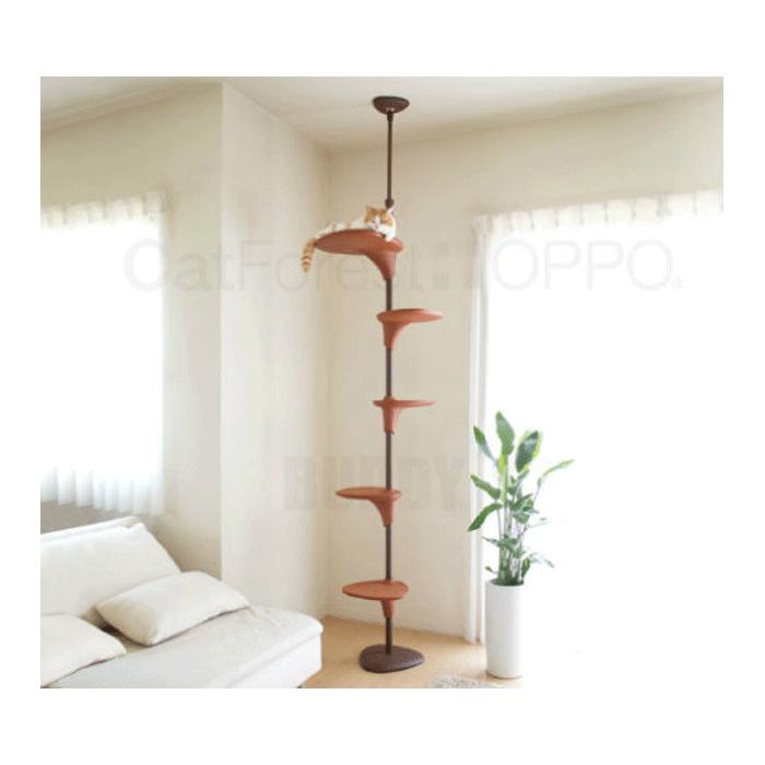 【送料無料】自由自在なキャットタワー♪ [正規品 OPPO(オッポ) CatForest (キャットフォレスト) ブラウン【猫 キャットタワー おしゃれ つっぱり】