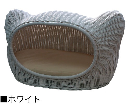 【送料無料】◇ラタン ペットベット◇キャットフェイスがモチーフ ラタンキティハウス 【全4色】 シンシアジャパン Sincere Japan【猫/ベッド/猫/手作り】
