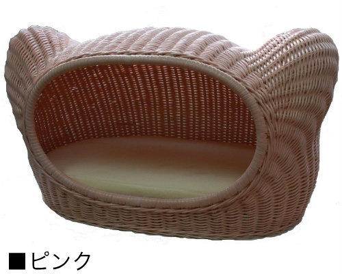 【送料無料】◇ラタン ペットベット◇キャットフェイスがモチーフ ラタンキティハウス 【全4色】 シンシアジャパン Sincere Japan【猫/ベッド/猫/手作り】