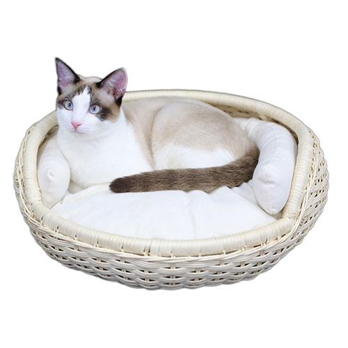 丸くなって眠るのにぴったり ラタンボウルベッド 【全2色】シンシアジャパン Sincere Japan【猫/ベッド/猫/手作り/ペットベッド】