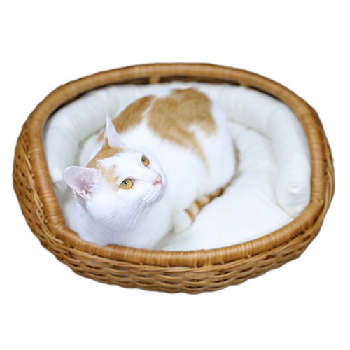 丸くなって眠るのにぴったり ラタンボウルベッド 【全2色】シンシアジャパン Sincere Japan【猫/ベッド/猫/手作り/ペットベッド】