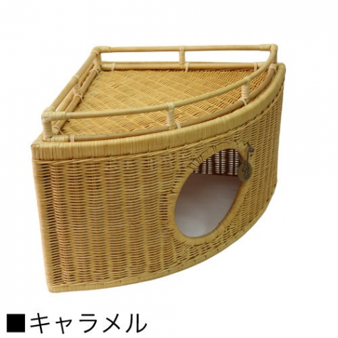【送料無料】チーズ型のかわいいコーナー猫ハウス ラタンチ-ジハウス【全2色】シンシアジャパン Sincere Japan【猫/ベッド/猫/手作り/ペットベッド】
