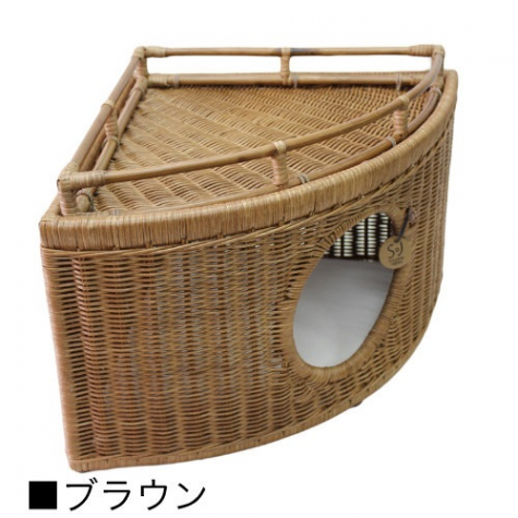 【送料無料】チーズ型のかわいいコーナー猫ハウス ラタンチ-ジハウス【全2色】シンシアジャパン Sincere Japan【猫/ベッド/猫/手作り/ペットベッド】