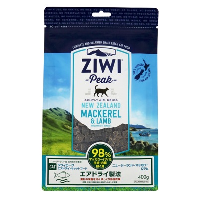 食いつき抜群 ジウィピーク エアドライ・キャットフード ニュージーランド マッカロー&ラム 400g ZiwiPeak【食いつき/キャットフード/自然食】