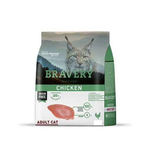 消化器にとても優しく ブレイブリー キャットアダルトチキン 400g BRAVERY 成猫【犬/天然成分/キャットフード】