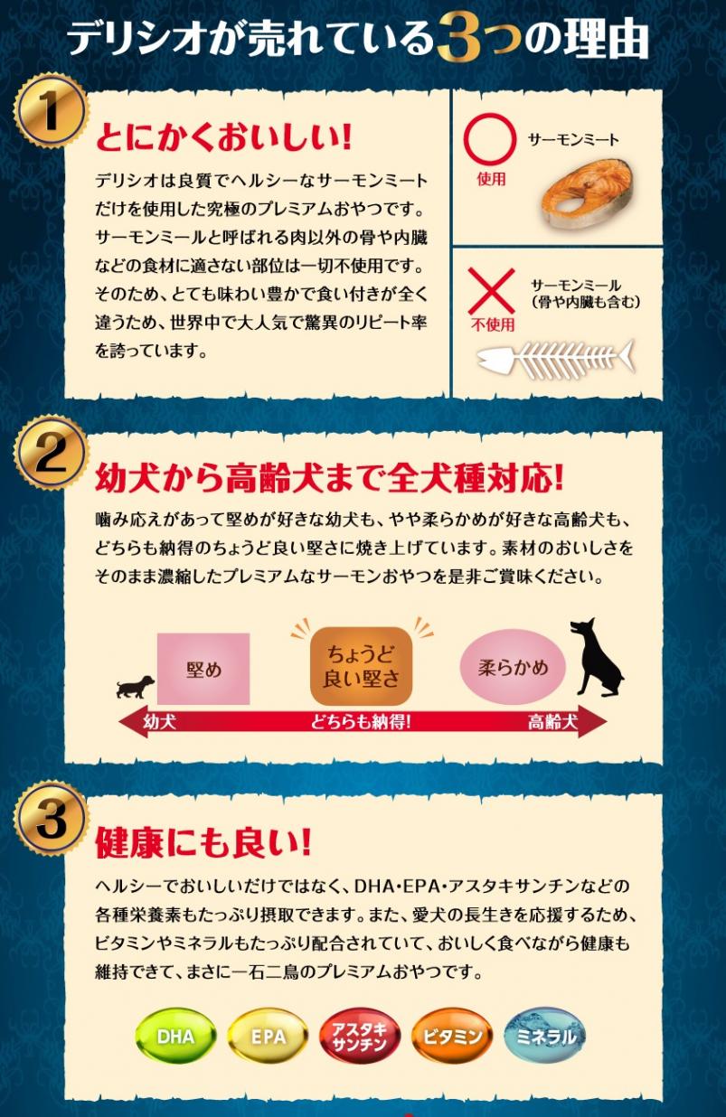 【メール便対応可】ノルウェー産サーモンのおやつ デリシオ オリジナル サーモン&チェダーチーズ 70g 【犬/おやつ/魚/アレルギー/ジャーキー】