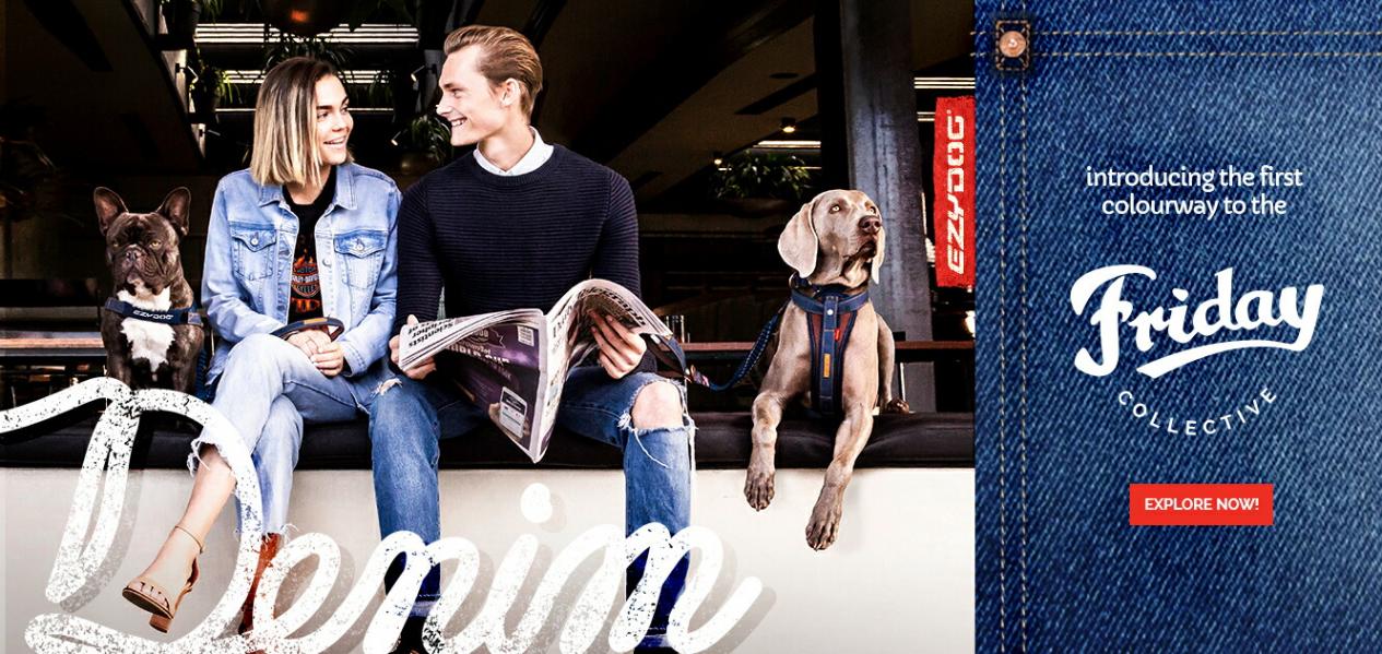 EZY DOG プレミアム デニム コレクション ダブルロックカラー Mサイズ イージードッグ【犬/ハーネス/首輪/犬用/】