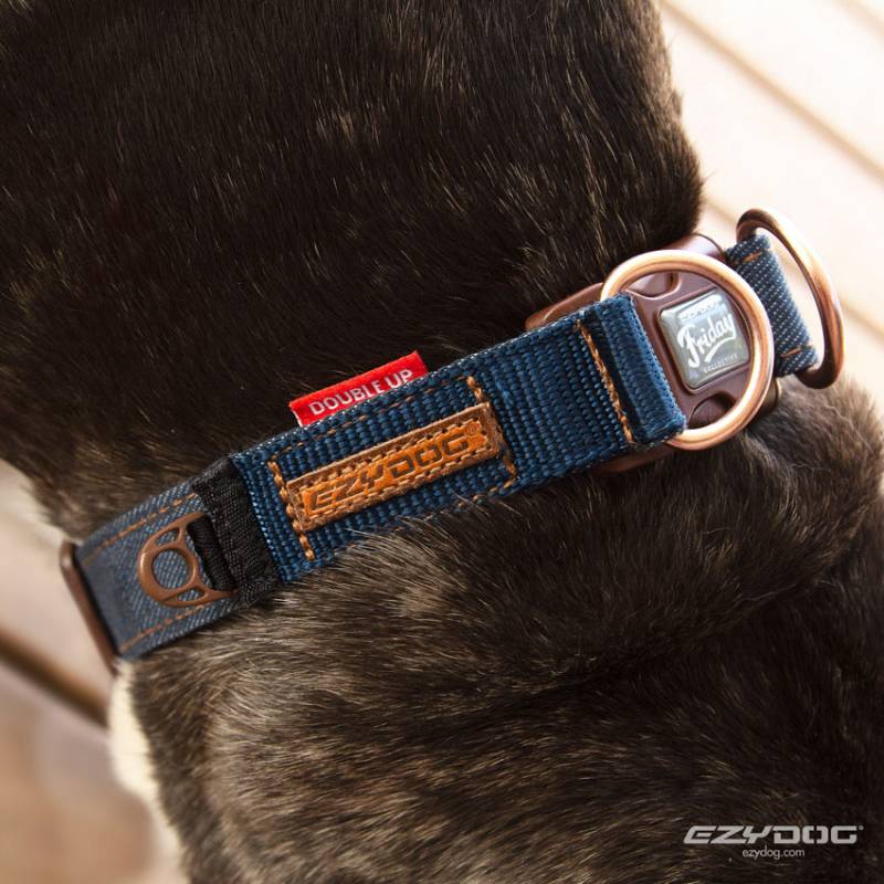 EZY DOG プレミアム デニム コレクション ダブルロックカラー Mサイズ イージードッグ【犬/ハーネス/首輪/犬用/】