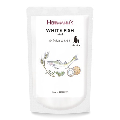 【ケース販売】トッピングにおすすめ! ヘルマン キャット ホワイトフィッシュ・ディッシュ 80g×12 Herrmann【ウェット/猫/】