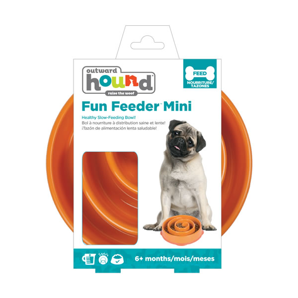 早食い・肥満防止のペット用食器 アウトワードハウンド ファン&スロウフィーダーボウル オレンジ 【犬/早食い防止/フードボウル/食器/スロボウル】