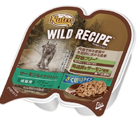 少量使いきりタイプ ニュートロ キャット ワイルドレシピ 成猫用 サーモン&トラウト 75g 噛み応え ざく切りタイプ トレイ 【キャットフード/成猫/ウェットフード】