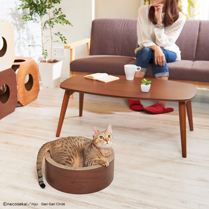 愛猫がすっぽり mju ガリガリサークル スクラッチャー インテリア【猫/爪とぎ/ストレス/子猫】