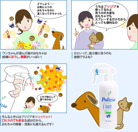 強力な除菌力と消臭力 快適空間除菌水 Pulizia プリジア for ペット400ml スプレータイプ 【犬/猫/消臭/除菌/スプレー】