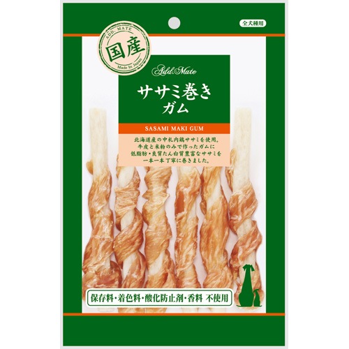 【メール便対応可】アドメイト 素材トリーツ ササミ巻きガム 6本入 国産 【犬/おやつ/国産/】
