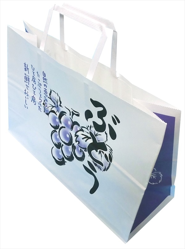 手さげ袋　製作希望画像 手さげ袋 ぶどう横大 一般(縦215×横320×マチ115mm) 200枚/包装 | 箱