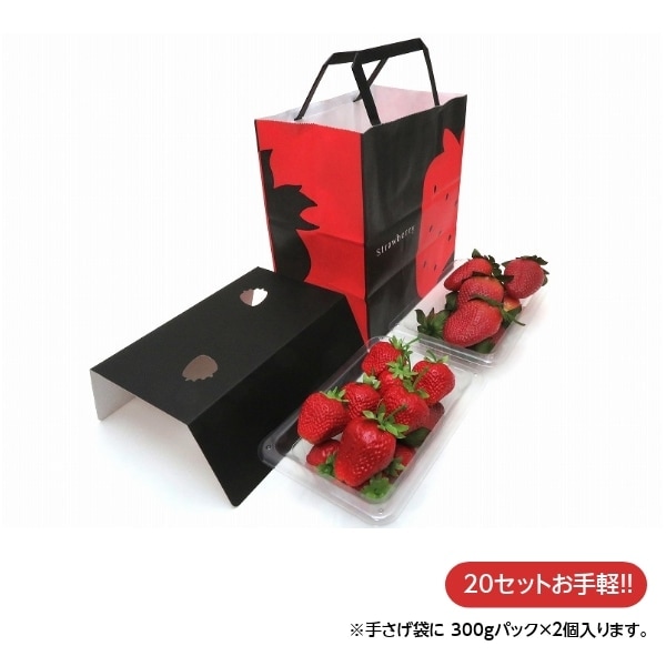手さげ袋　いちご赤黒パットセット（20セット）