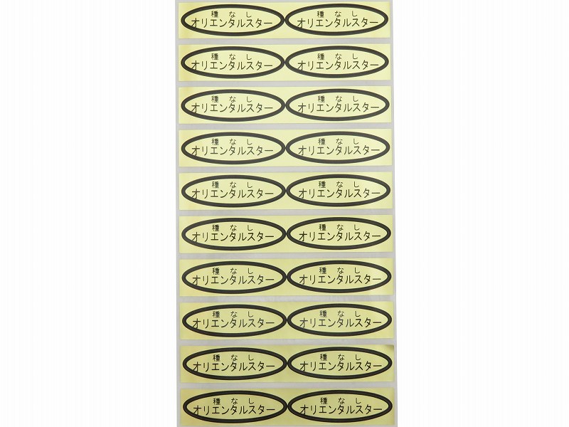 品種金シール　種なしオリエンタルスター　49×14mm　楕円形500枚(20枚×25シート)