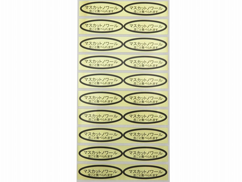 品種金シール　マスカットノワール（皮ごと）49×14mm　楕円形500枚(20枚×25シート)