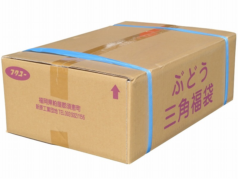 ぶどう三角福袋　特大透明（無地エコ）　3000枚/箱　セロハン部分の印刷無地・紙部分印刷あり