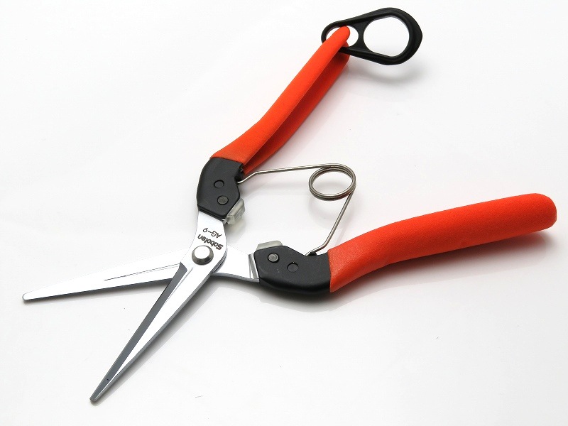 サボテン 衝撃吸収 ロング芽切はさみ 【トマト、ナス、きゅうりに最適】 全長200mm 刃長58mm 腱鞘炎対策品 No.AG-9