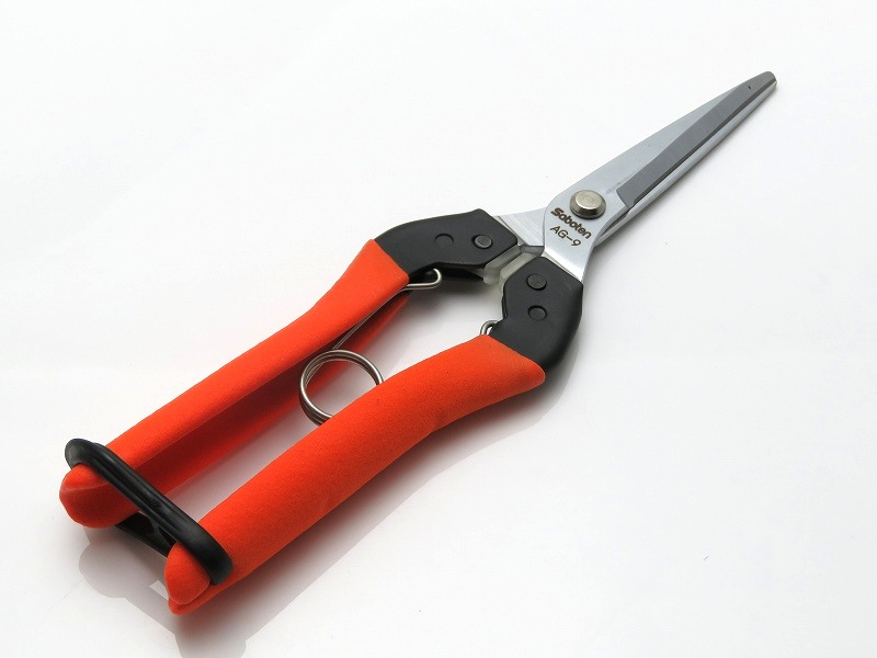 サボテン 衝撃吸収 ロング芽切はさみ 【トマト、ナス、きゅうりに最適】 全長200mm 刃長58mm 腱鞘炎対策品 No.AG-9