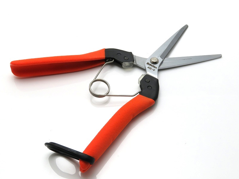 サボテン 衝撃吸収 ロング芽切はさみ 【トマト、ナス、きゅうりに最適】 全長200mm 刃長58mm 腱鞘炎対策品 No.AG-9