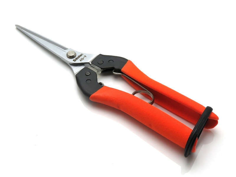 サボテン 衝撃吸収 ロング芽切はさみ 【トマト、ナス、きゅうりに最適】 全長200mm 刃長58mm 腱鞘炎対策品 No.AG-9