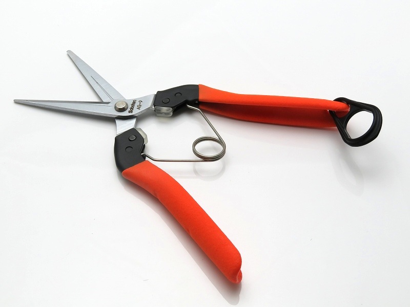 サボテン 衝撃吸収 ロング芽切はさみ 【トマト、ナス、きゅうりに最適】 全長200mm 刃長58mm 腱鞘炎対策品 No.AG-9