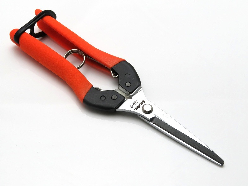 サボテン 衝撃吸収 ロング芽切はさみ 【トマト、ナス、きゅうりに最適】 全長200mm 刃長58mm 腱鞘炎対策品 No.AG-9