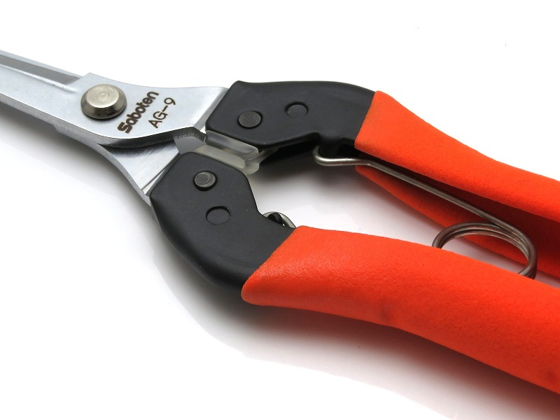 サボテン 衝撃吸収 ロング芽切はさみ 【トマト、ナス、きゅうりに最適】 全長200mm 刃長58mm 腱鞘炎対策品 No.AG-9