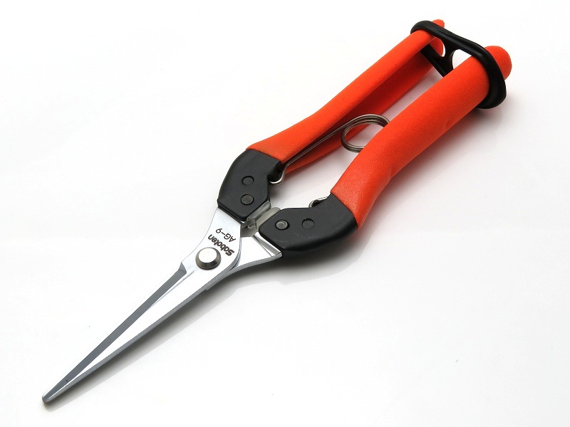 サボテン 衝撃吸収 ロング芽切はさみ 【トマト、ナス、きゅうりに最適】 全長200mm 刃長58mm 腱鞘炎対策品 No.AG-9