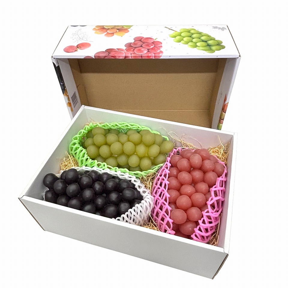 【 3色 ブドウ C式 2kg 40枚入り】 3種類 〜 4種類 の 詰め合わせ ぶどう箱 ぶどう専用箱 (AA6751)