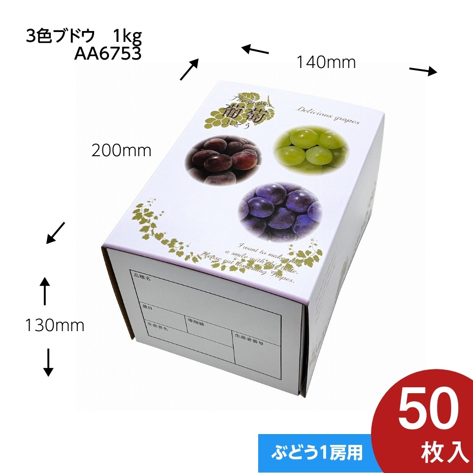 【 3色 ブドウ  1kg　50枚入り】   詰め合わせ ぶどう箱 （AA6753）