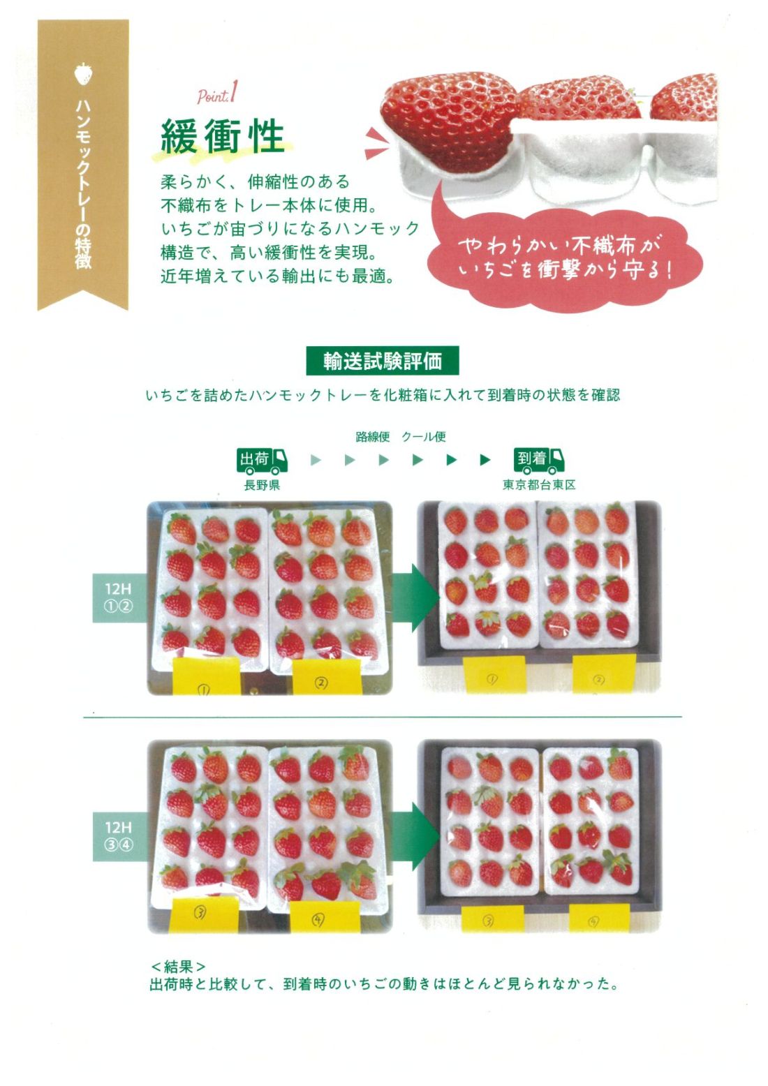 イチゴ用　ハンモックトレー　15Ｈ（133×200ｍｍ）　25枚/袋