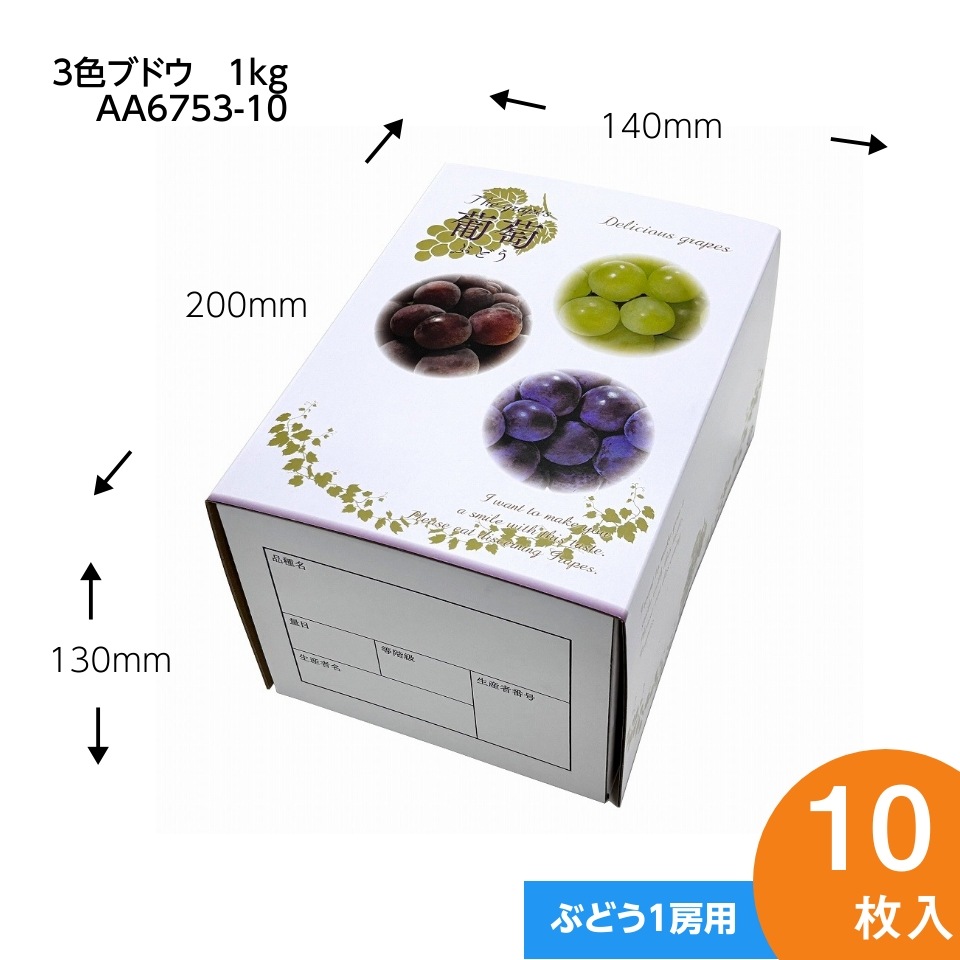 【 3色 ブドウ  1kg　10枚入り】   詰め合わせ ぶどう箱 （AA6753-10）