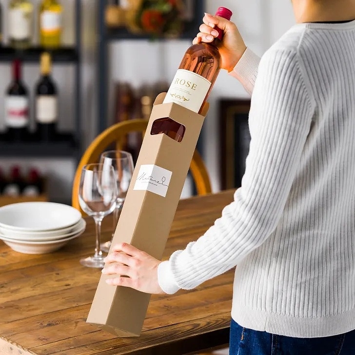 屋号必須】ボトルキャリー1本クラフト 50枚入り 84×84×440 mm | 箱