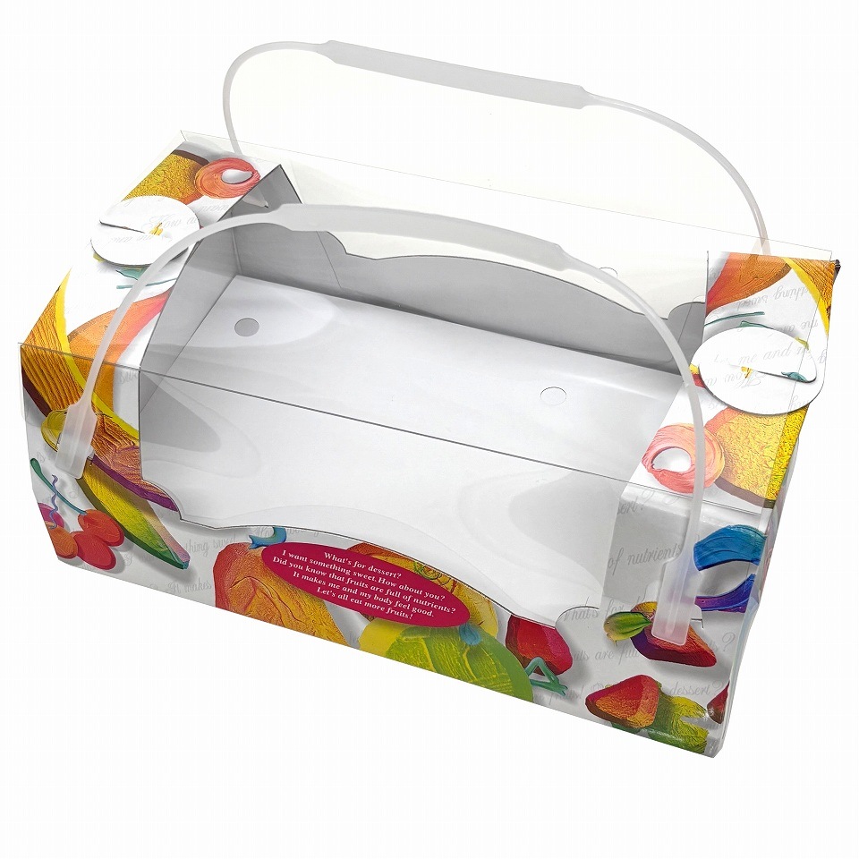 【フルーツ用手さげ箱】ニューたなきゅー窓付スイート　中（10枚入）　内寸：280×180×Ｈ105mm