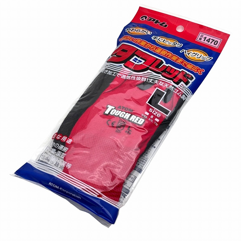 天然ゴムコーティング手袋 タフレッド　1470　Lサイズ やわらかい！ 使いやすい！ 細かい作業からハードな作業まで幅広く！