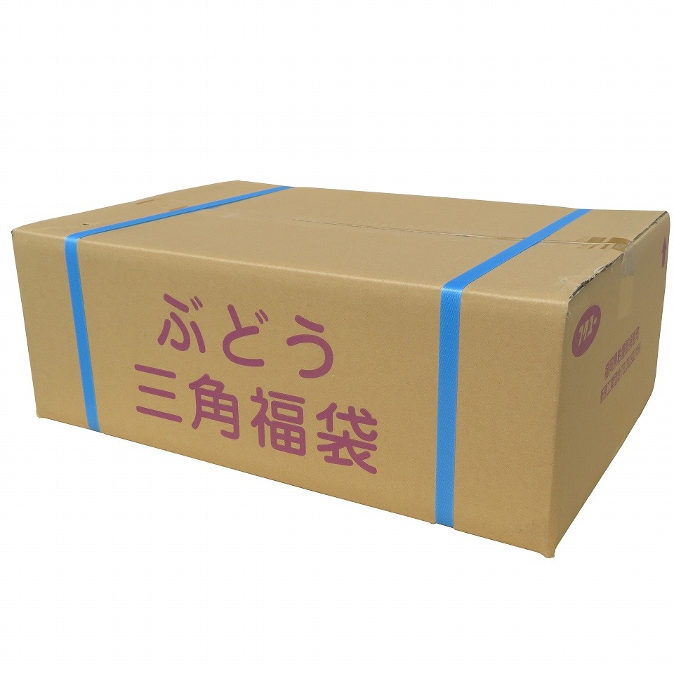 ぶどう三角福袋　特大ブルー（無地エコ）　3000枚/箱　セロハン部分の印刷無地・紙部分印刷あり
