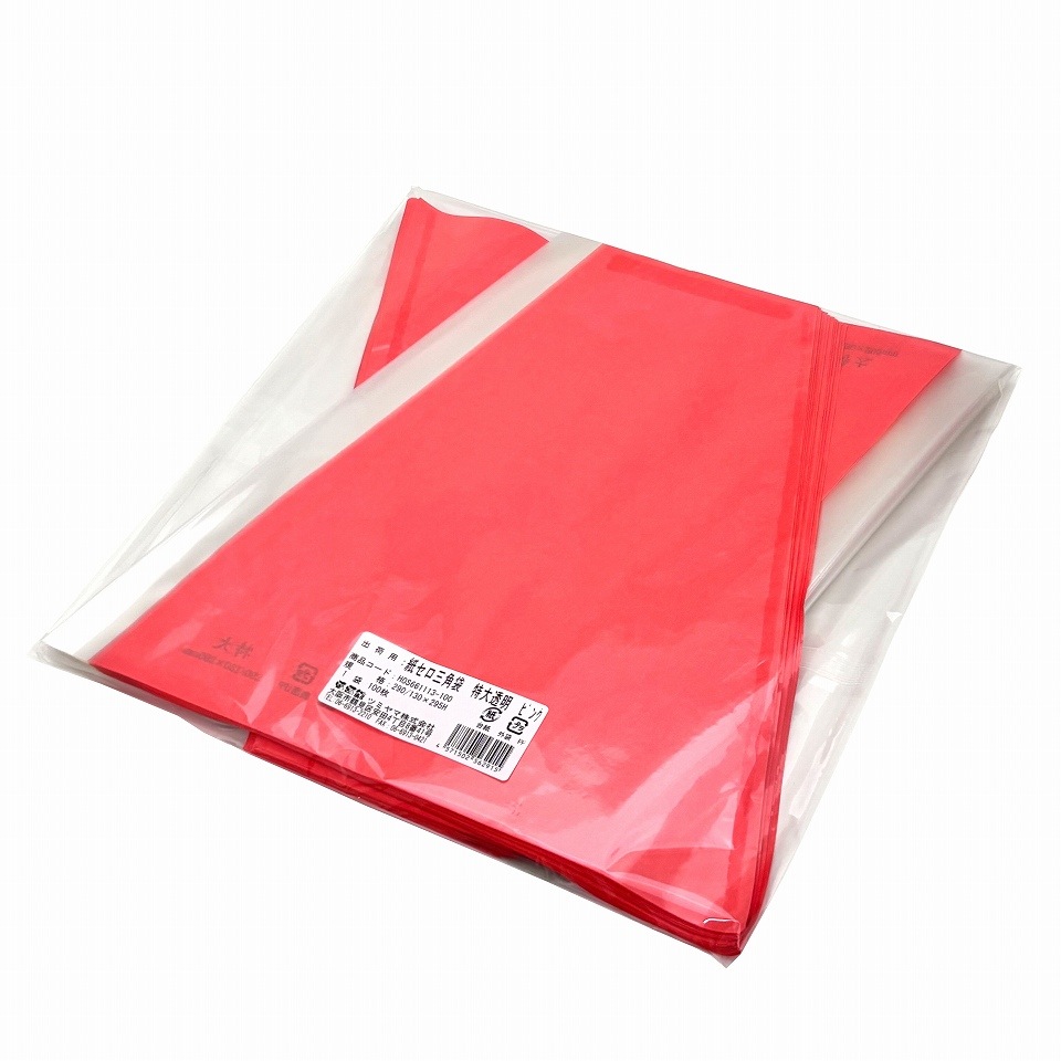 ぶどう出荷用三角袋カラー 特大透明 03(ピンク)290/130×295(100枚)