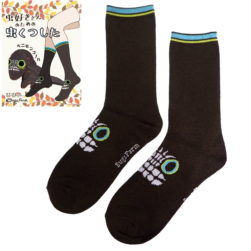 虫好きさんのための虫くつした　ベニモンコノハ