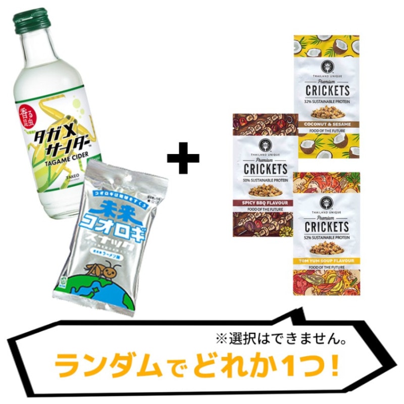 迷ったらコレ！昆虫食初心者セット①タガメサイダー＋未来コオロギスナックⅡ＋PremiumCRICKETS 6gランダム1袋