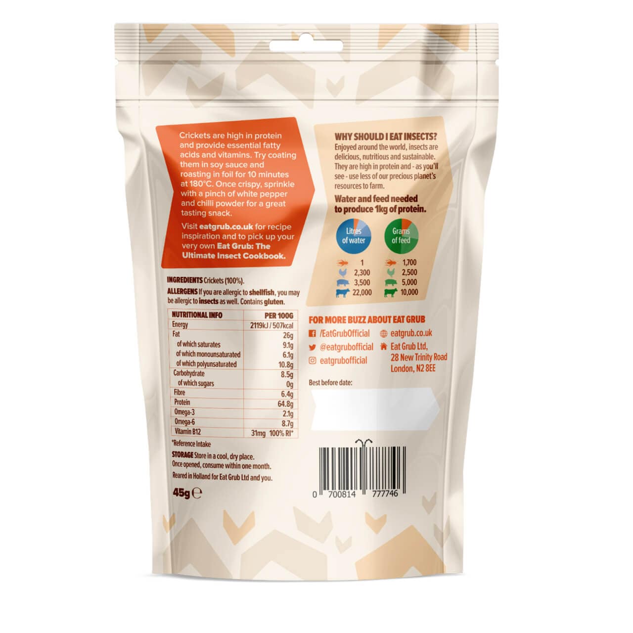 Eat Grub ���å��󥰥��꡼��BIG�����ꥱ�åȡʥ��������ˡ�45g x 12��