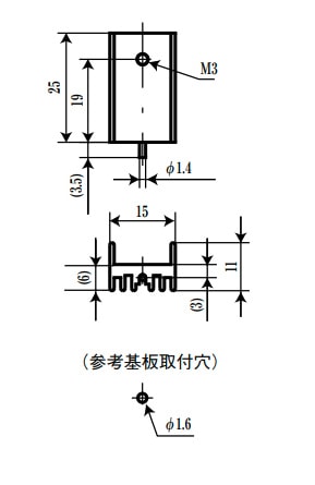 RYOSAN 小型 ピン付 はんだ固定 タイプ ヒートシンク OSH-1525-SP (5個セット)