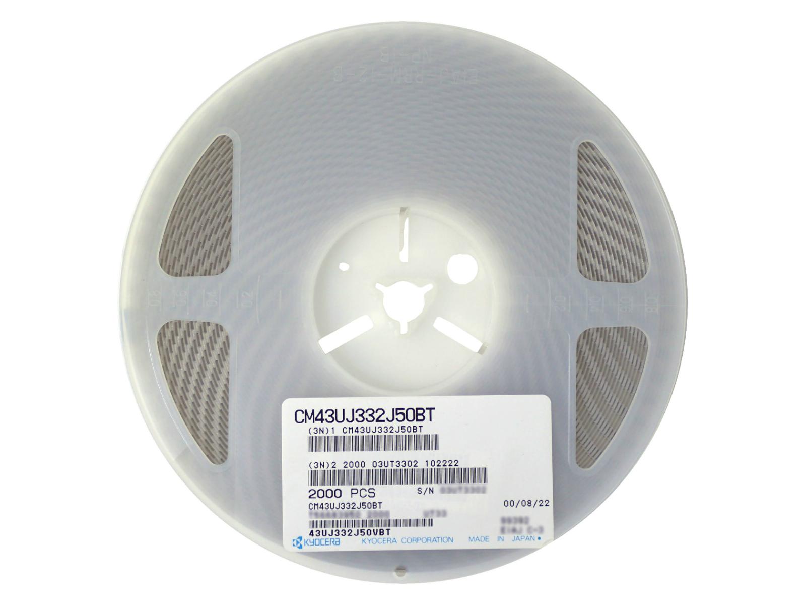 KYOCERA 積層セラミックコンデンサ 50V 3300pF CM43UJ332J50BT (2,000個セット)|部品|カテゴリ別