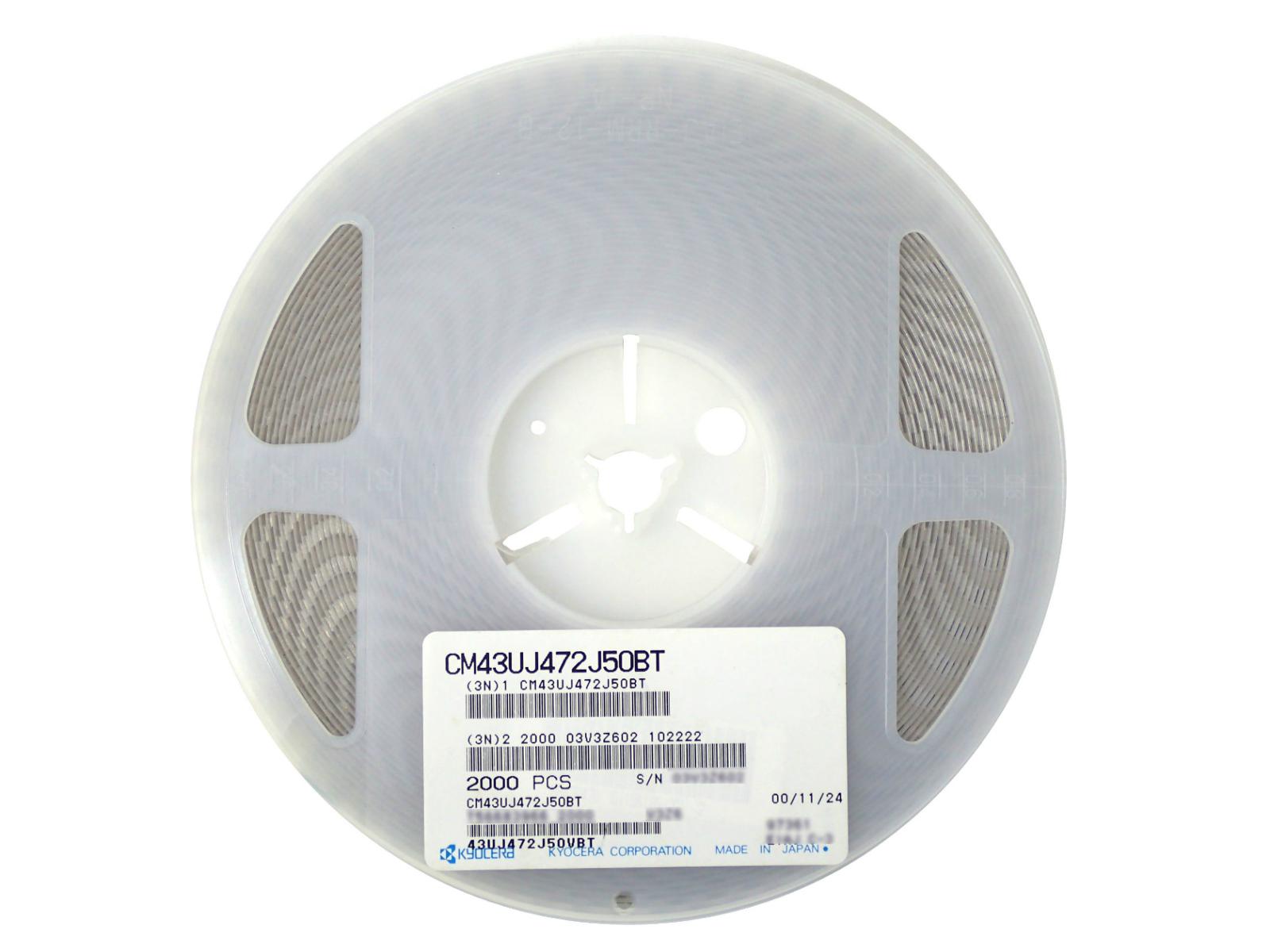 KYOCERA 積層セラミックコンデンサ 50V 4700pF CM43UJ472J50BT (2,000個セット)|部品|カテゴリ別