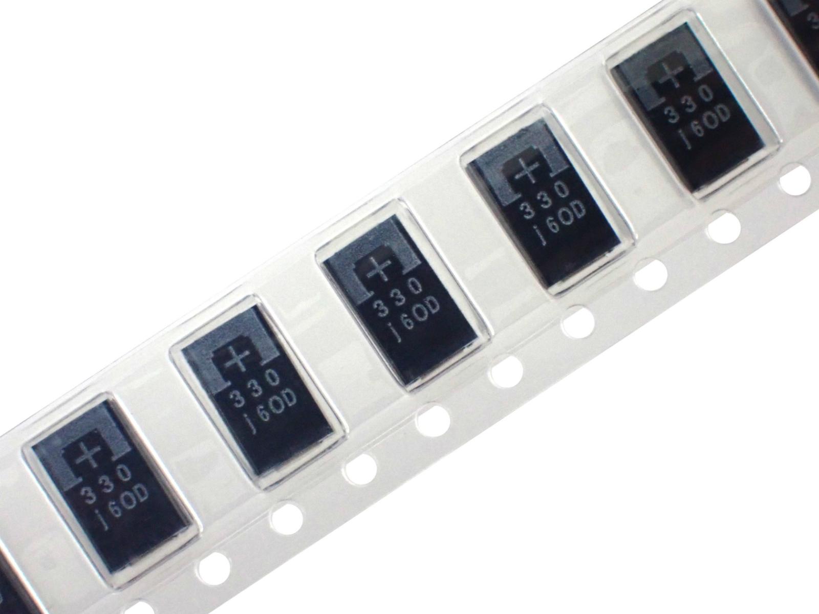 SANYO POSCAP 6.3V 300μF 導電性 高分子 タンタル 固体 電解コンデンサ 6TPD330M (5個セット)|部品|カテゴリ別