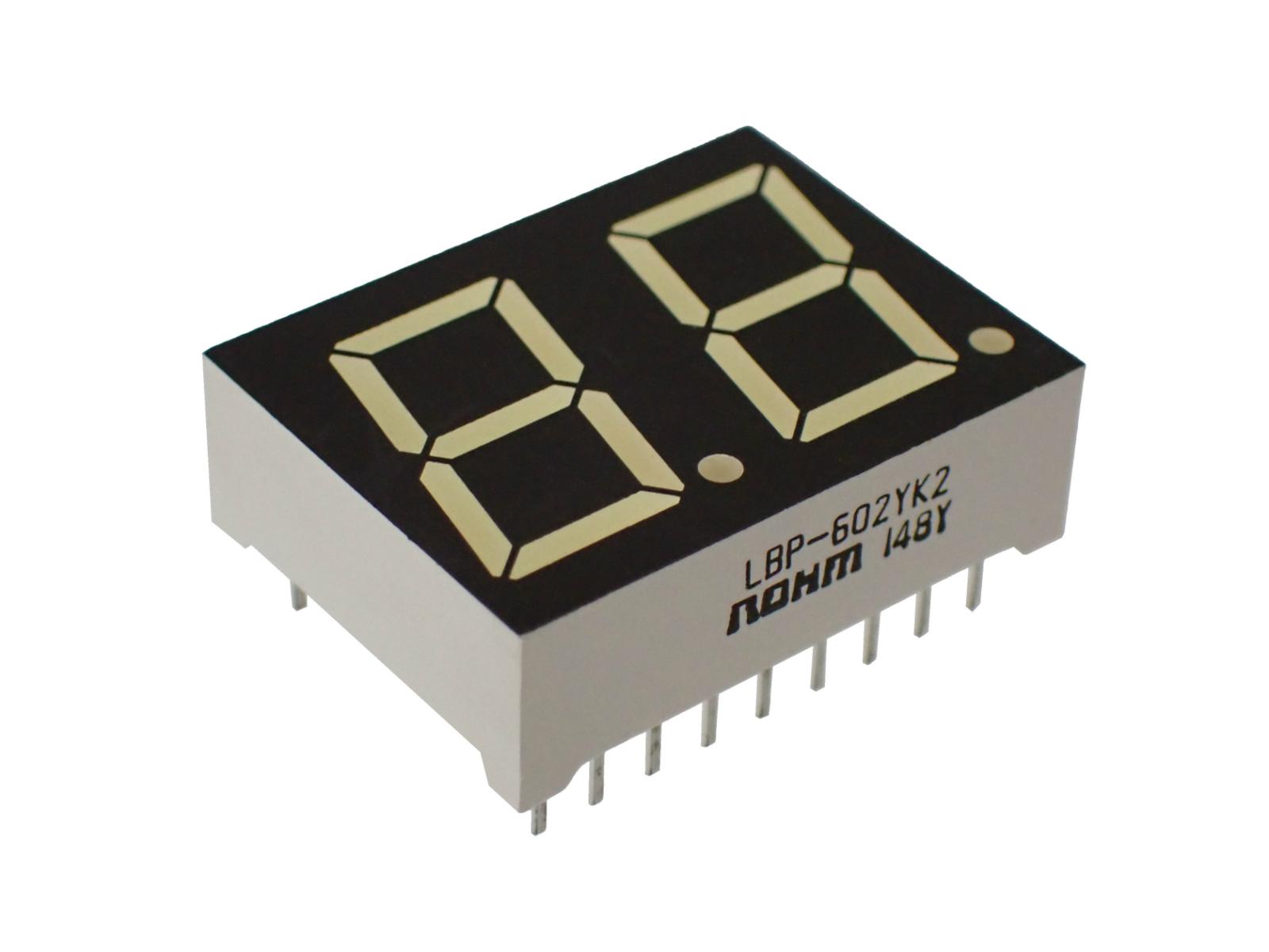 ROHM 7セグ 2桁 LED 数字表示器 カソード イエロー 黄 LBP-602YK2|部品|カテゴリ別