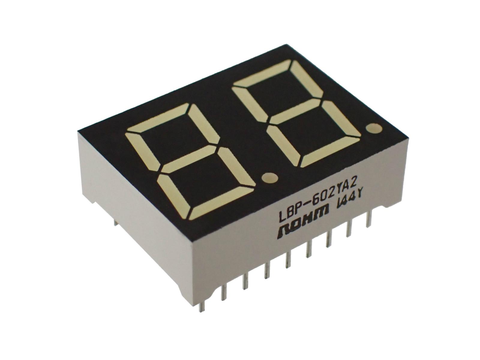 ROHM 7セグ 2桁 LED 数字表示器 アノード イエロー 黄 LBP-602YA2|部品|カテゴリ別
